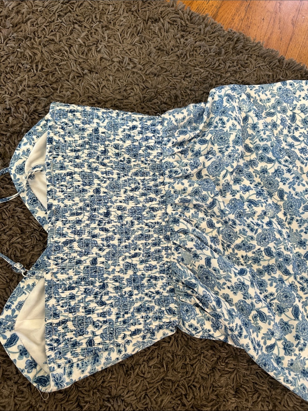 Jessica Simpson Blue Floral Spaghetti-Strap Sundress MIDI Size Medium NWOT - Picture 7 of 9